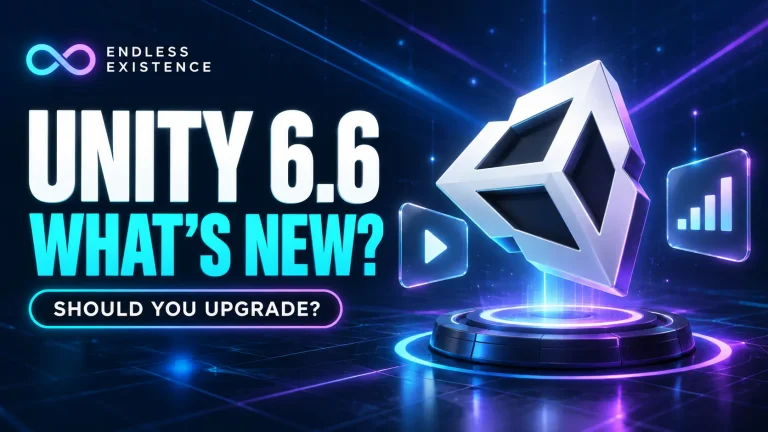 Unity 6.6 thumbnail with a floating Unity logo and text asking what’s new and whether to upgrade